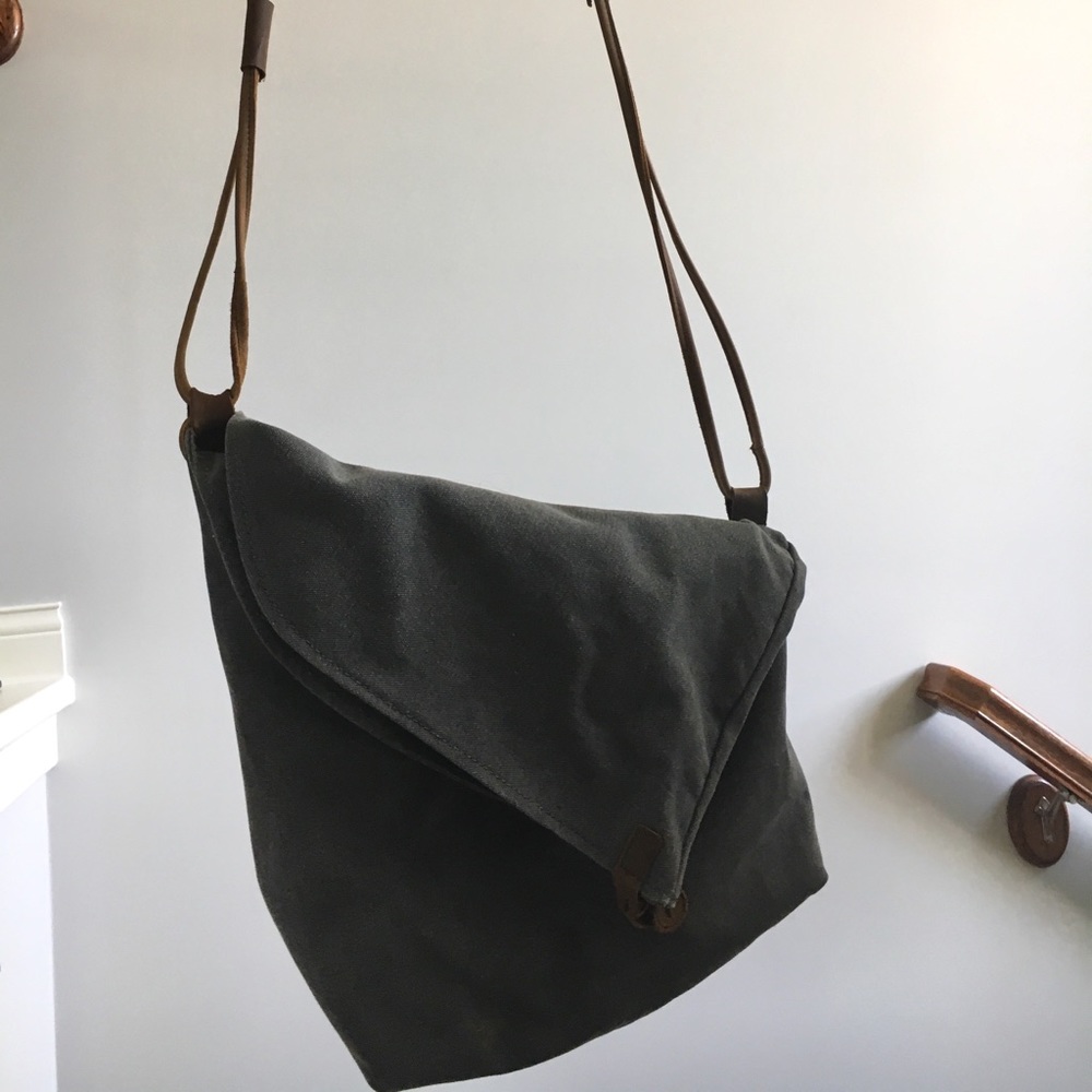 Waxed Canvas & Leather Cross-Body Hobo